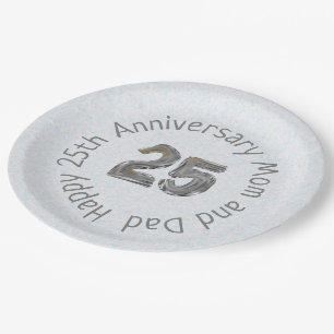 Happy 25th Anniversary Mum and Dad Classic  Paper Plate