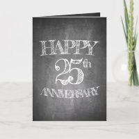 Happy 25th anniversary on chalk board