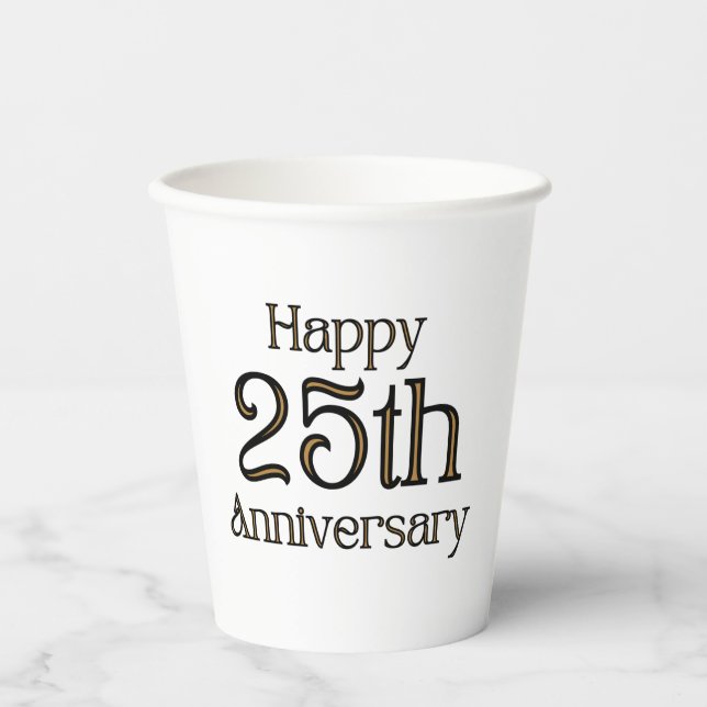 Happy 25th Anniversary Paper Cups (Front)
