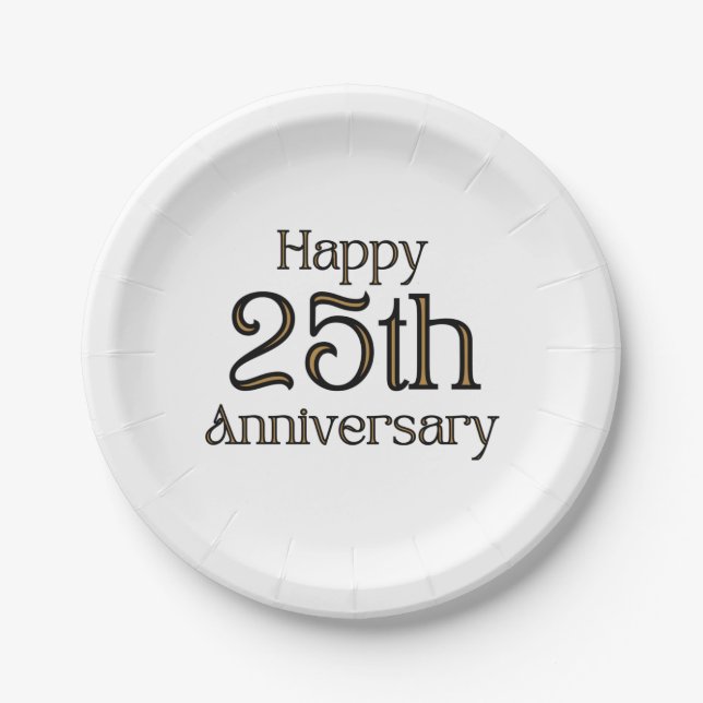 Happy 25th Anniversary Paper Plates (Front)