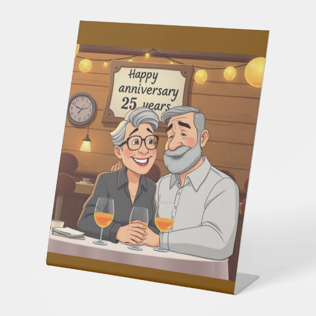 Happy 25th Anniversary Pedestal Sign (Front)