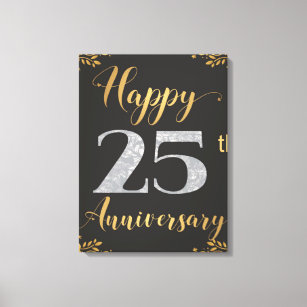 Happy 25th Anniversary Silver Wedding 25 Years Canvas Print