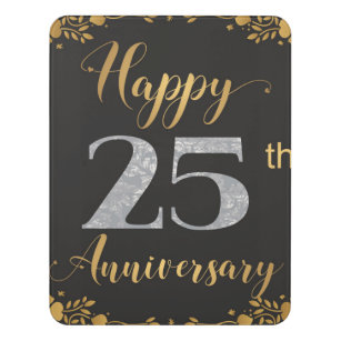 Happy 25th Anniversary Silver Wedding 25 Years Door Sign