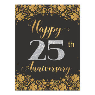 Happy 25th Anniversary Silver Wedding 25 Years Photo Print