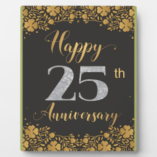 Happy 25th Anniversary Silver Wedding 25 Years Plaque