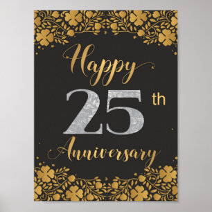 Happy 25th Anniversary Silver Wedding 25 Years Poster