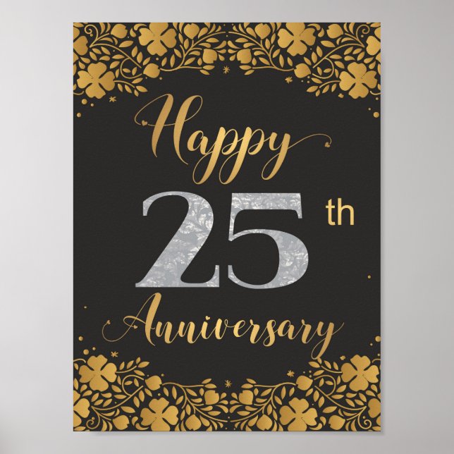 Happy 25th Anniversary Silver Wedding 25 Years Poster (Front)