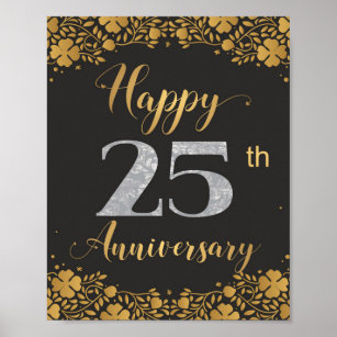 Happy 25th Anniversary Silver Wedding 25 Years Poster