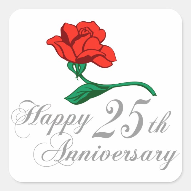 Happy 25th Anniversary Square Sticker (Front)