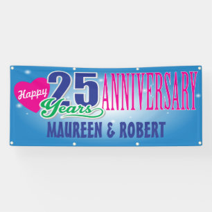 Happy 25th Anniversary with custom names Banner