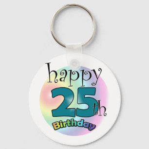 Happy 25th Birthday (blauw) Key Ring