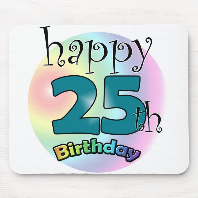 Happy 25th birthday (blauw) mouse mat (Front)