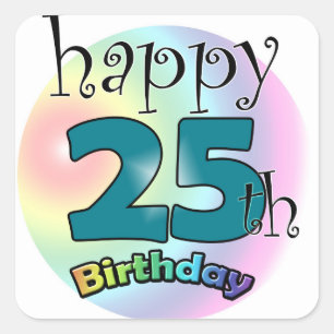 Happy 25th Birthday (Blue) Square Sticker