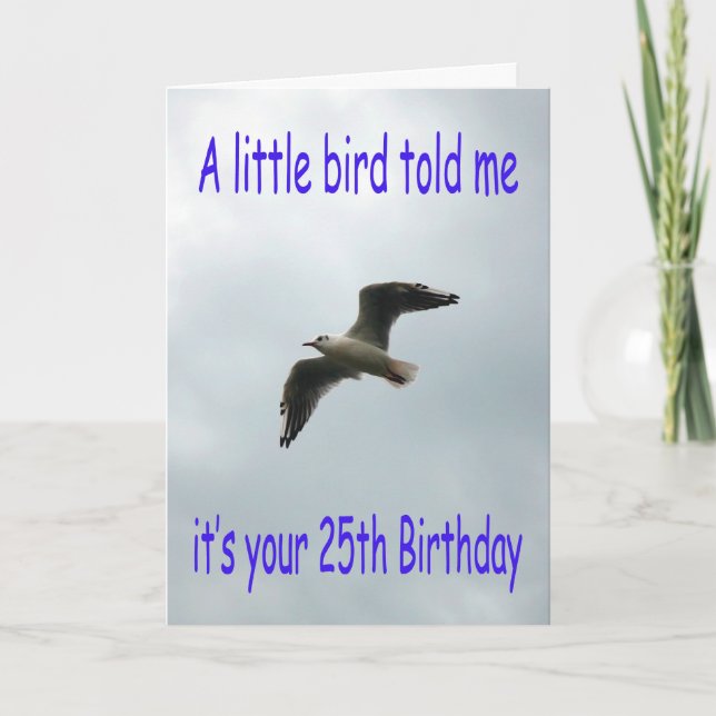 Happy 25th Birthday Flying Seagull bird Card (Front)