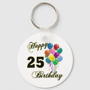 Happy 25th Birthday Gifts with Balloons Key Ring