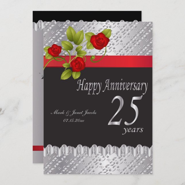 Happy 25th Silver Anniversary Invitation (Front/Back)