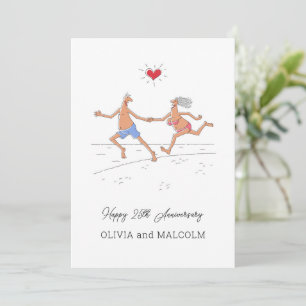 Happy 25th Silver Wedding Anniversary Couple Heart Card