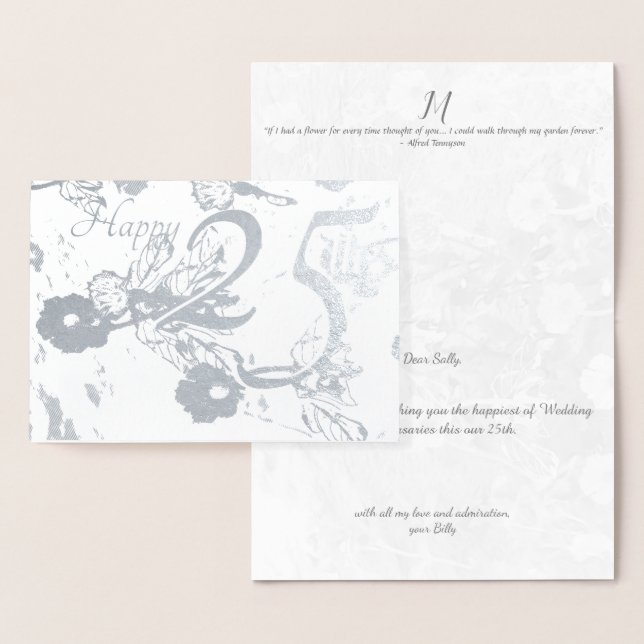 Happy 25th Silver Wedding Anniversary Foil Card (Display)