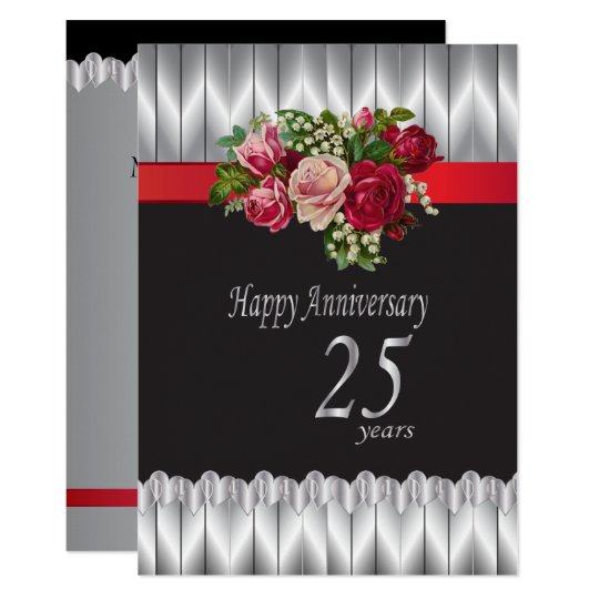 Happy 25th Silver Wedding Anniversary Invitation Zazzle Co Uk