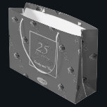 "Happy 25th Wedding Anniversary" 3D Roses on Grey Large Gift Bag<br><div class="desc">A stately and handsome design with a 3D metallic rose and Happy 25th Wedding Anniversary. I'm also available for any customisation you wish,  just message me and I'll be delghted to help!</div>