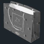 "Happy 25th Wedding Anniversary" 3D Roses on Grey Large Gift Bag<br><div class="desc">A stately and handsome design with a 3D metallic rose and Happy 25th Wedding Anniversary. I'm also available for any customisation you wish,  just message me and I'll be delghted to help!</div>