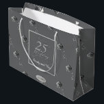 "Happy 25th Wedding Anniversary" 3D Roses on Grey Large Gift Bag<br><div class="desc">A stately and handsome design with a 3D metallic rose and "Happy 25th Wedding Anniversary." I'm also available for any customisation you wish,  just message me and I'll be delghted to help!</div>