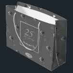 "Happy 25th Wedding Anniversary" 3D Roses on Grey Large Gift Bag<br><div class="desc">A stately and handsome design with a 3D metallic rose and "Happy 25th Wedding Anniversary." I'm also available for any customisation you wish,  just message me and I'll be delghted to help!</div>