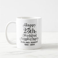 Happy 25th Wedding Anniversary Black Typography