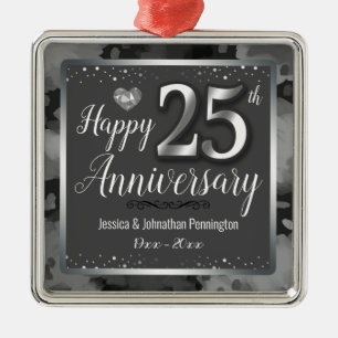Happy 25th Wedding Anniversary Metal Tree Decoration