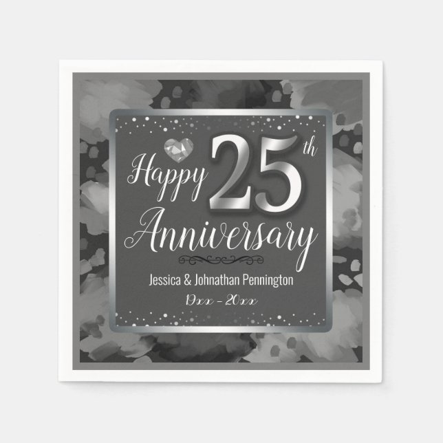 Happy 25th Wedding Anniversary Napkin (Front)