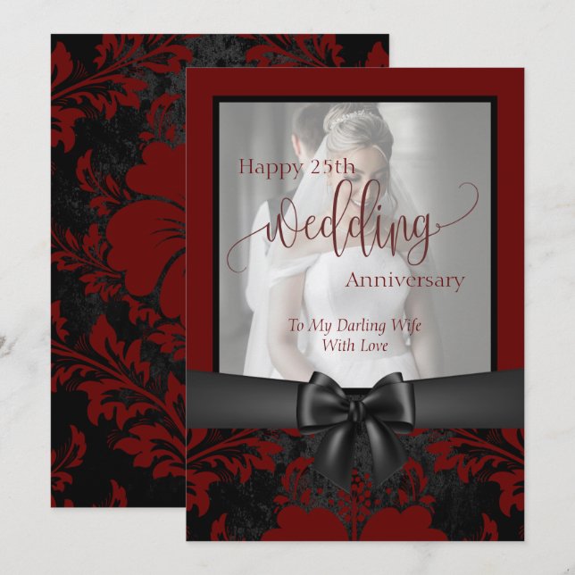 Happy 25th weddings anniversary traditional photo  invitation (Front/Back)