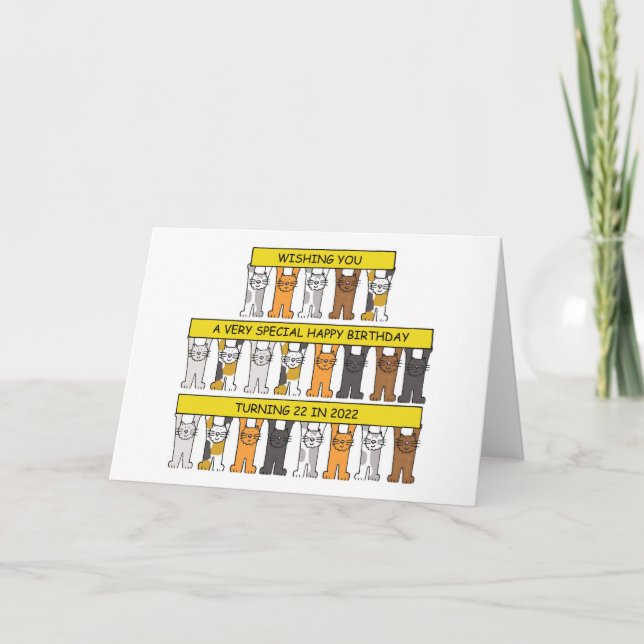 Happy 26th Birthday 26 in 2026 Cartoon Cats Card (Front)