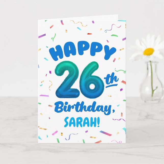Happy 26th Birthday Card with Custom Name (Small Plant)