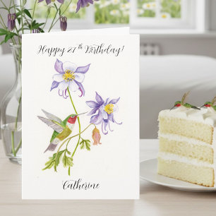 Happy 27th Birthday Columbine with Hummingbird Card