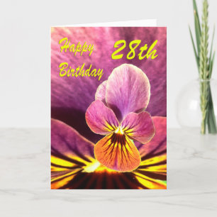 Happy 28th Birthday Flower Pansy Card