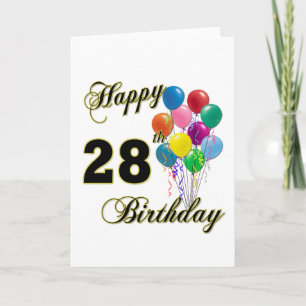 Happy 28th Birthday Gifts with Balloons Card