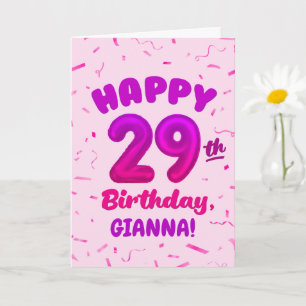 Happy 29th Birthday Card with Custom Name