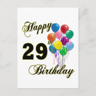Happy 29th Birthday Gifts with Balloons Postcard