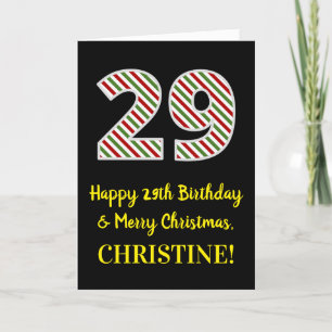 Happy 29th Birthday & Merry Christmas, Custom Name Card