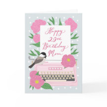 Happy 29th Birthday Mum with Typewriter & Flora
