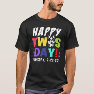 Happy 2/22/22 Twosday Dog Pug Football Tuesday 22N T-Shirt