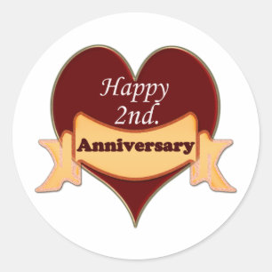 Happy 2nd. Anniversary Classic Round Sticker