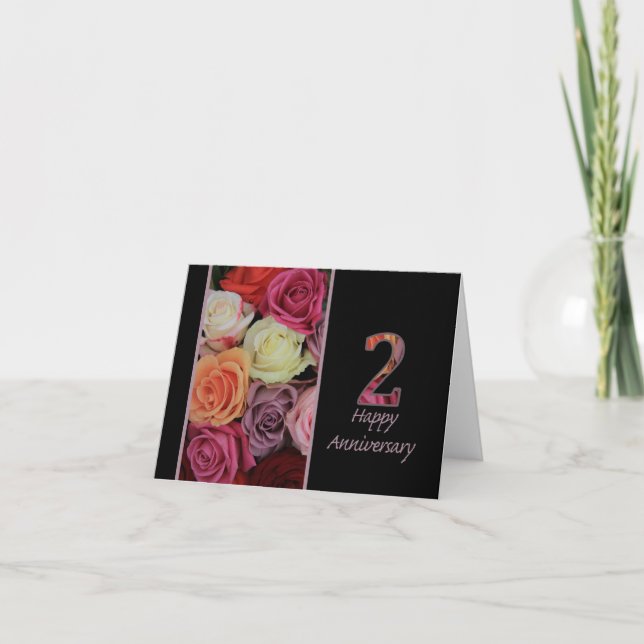 Happy 2nd Anniversary roses Card (Front)