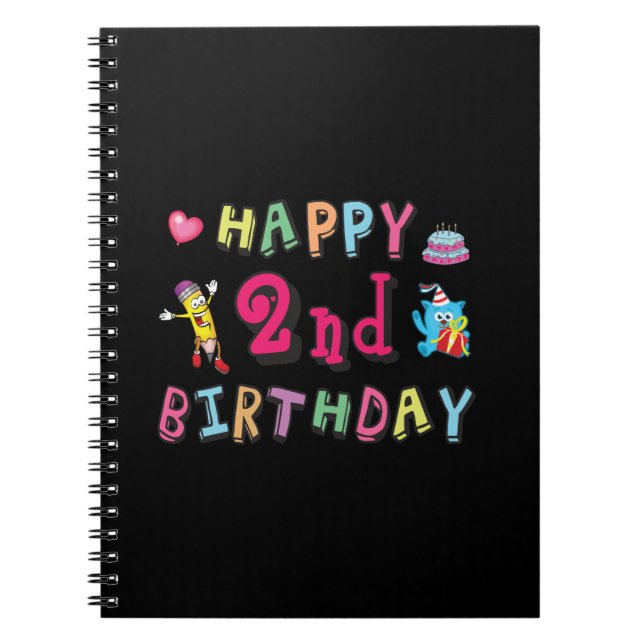 Happy 2nd Birthday. 2 year b-day. Notebook (Front)