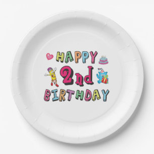 Happy 2nd Birthday. 2 year b-day. Paper Plate