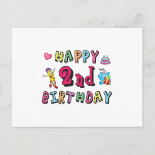 Happy 2nd Birthday 2 year b-day surprise Postcard