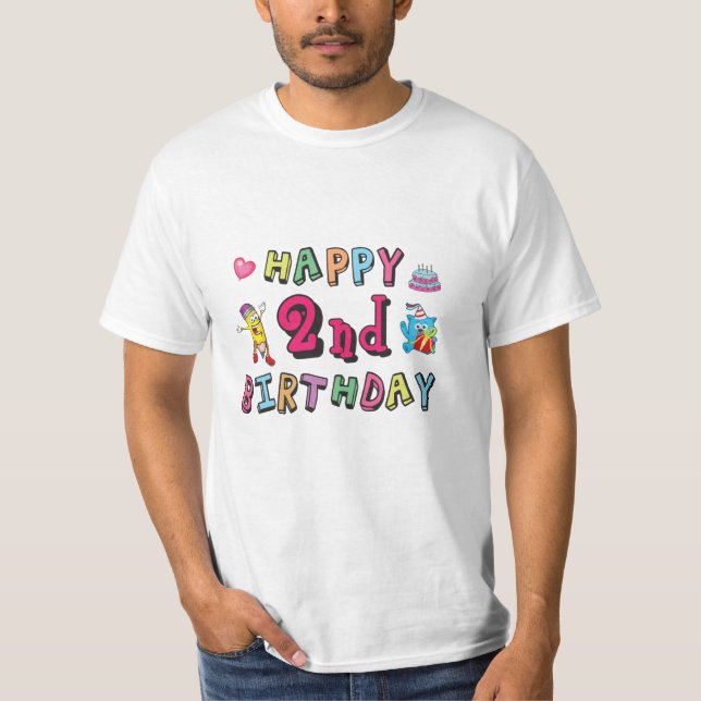 Happy 2nd Birthday 2 year b-day surprise T-Shirt (Front)