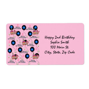 Happy 2nd Birthday Address Labels, Pink