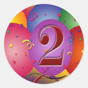 Happy 2nd Birthday Balloons Classic Round Sticker