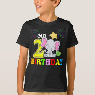 Happy 2nd Birthday Boy Baby Elephant Kid - two T-Shirt